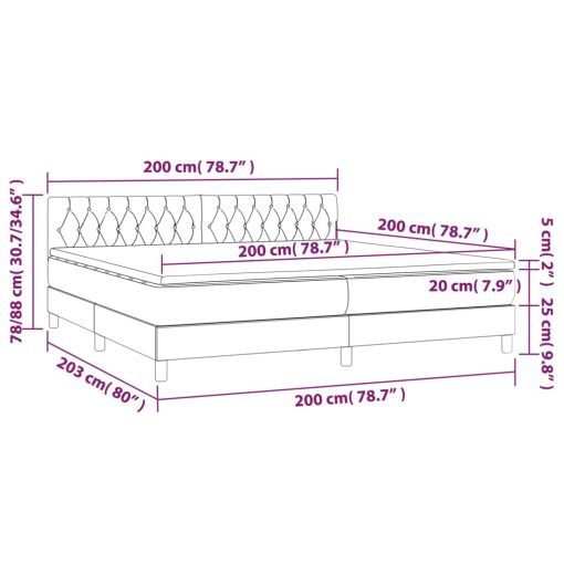 Krevet box spring s madracem LED ružičasti 200x200cm baršunasti