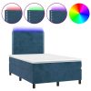 Krevet box spring s madracem LED tamnoplavi 120x200 cm baršun