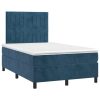 Krevet box spring s madracem LED tamnoplavi 120x200 cm baršun