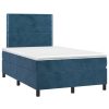 Krevet box spring s madracem LED tamnoplavi 120x200 cm baršun