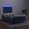 Krevet box spring s madracem LED tamnoplavi 120x200 cm baršun