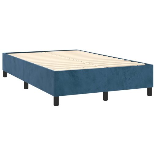 Krevet box spring s madracem LED tamnoplavi 120x200 cm baršun