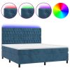 Krevet box spring s madracem LED tamnoplavi 160x200 cm baršun