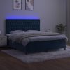 Krevet box spring s madracem LED tamnoplavi 160x200 cm baršun