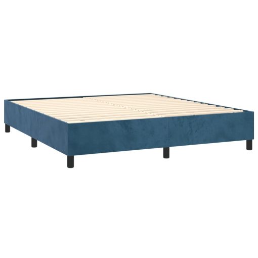 Krevet box spring s madracem LED tamnoplavi 160x200 cm baršun
