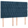 Krevet box spring s madracem LED tamnoplavi 160x200 cm baršun