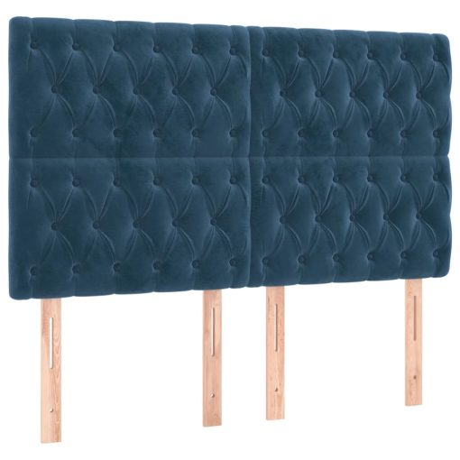 Krevet box spring s madracem LED tamnoplavi 160x200 cm baršun