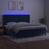 Krevet box spring s madracem LED tamnoplavi 200x200 cm baršun
