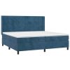 Krevet box spring s madracem LED tamnoplavi 200x200 cm baršun