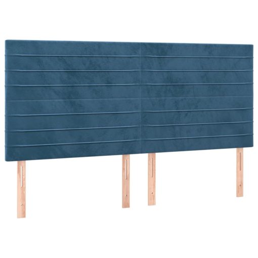 Krevet box spring s madracem LED tamnoplavi 200x200 cm baršun