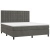 Krevet box spring s madracem LED tamnosivi 160x200 cm baršun