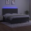 Krevet box spring s madracem LED tamnosivi 160x200 cm baršun