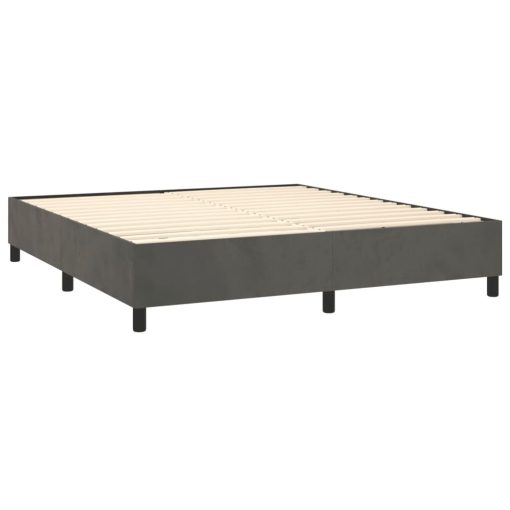 Krevet box spring s madracem LED tamnosivi 160x200 cm baršun