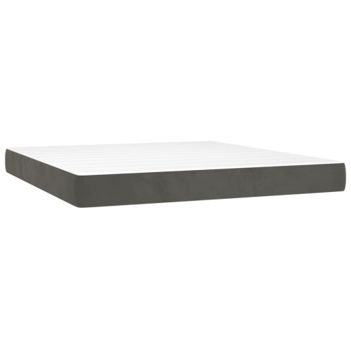 Krevet box spring s madracem LED tamnosivi 160x200 cm baršun