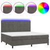 Krevet box spring s madracem LED tamnosivi 200x200 cm baršun