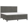 Krevet box spring s madracem LED tamnosivi 200x200 cm baršun