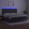 Krevet box spring s madracem LED tamnosivi 200x200 cm baršun
