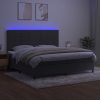 Krevet box spring s madracem LED tamnosivi 200x200 cm baršun