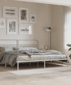 Metalni okvir za krevet s uzglavljem bijeli 200x200 cm
