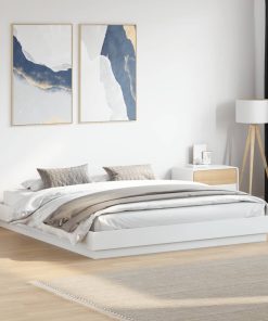 Okvir kreveta s LED svjetlima bijeli 200 x 200 cm
