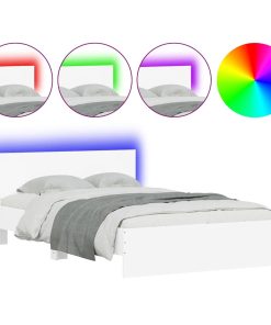 Okvir kreveta s uzglavljem i LED bijeli 120 x 200 cm