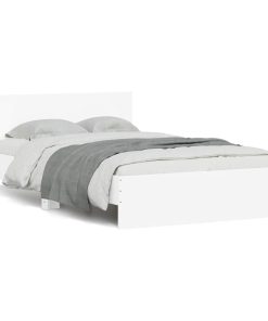 Okvir kreveta s uzglavljem i LED bijeli 120 x 200 cm