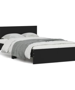Okvir kreveta s uzglavljem i LED crni 120 x 200 cm
