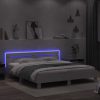 Okvir kreveta s uzglavljem i LED svjetlima bijeli 200 x 200 cm
