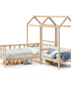 Set dnevnog kreveta i klupe s krovom 90x200 cm borovina