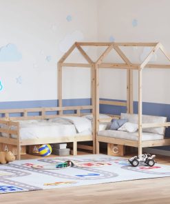 Set dnevnog kreveta i klupe s krovom 90x200 cm borovina