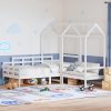 Set dnevnog kreveta i klupe s krovom bijeli 90x200 cm borovina