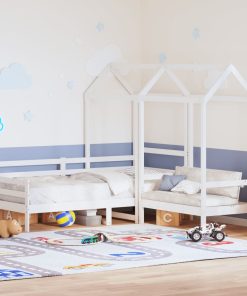 Set dnevnog kreveta i klupe s krovom bijeli 90x200 cm borovina